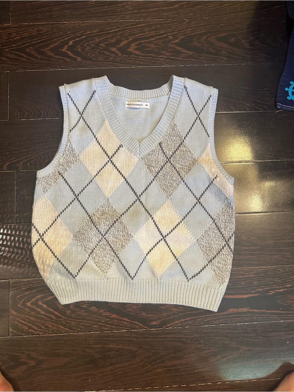 Moon & Madidon Argyle Knit V-Neck Sweater Vest